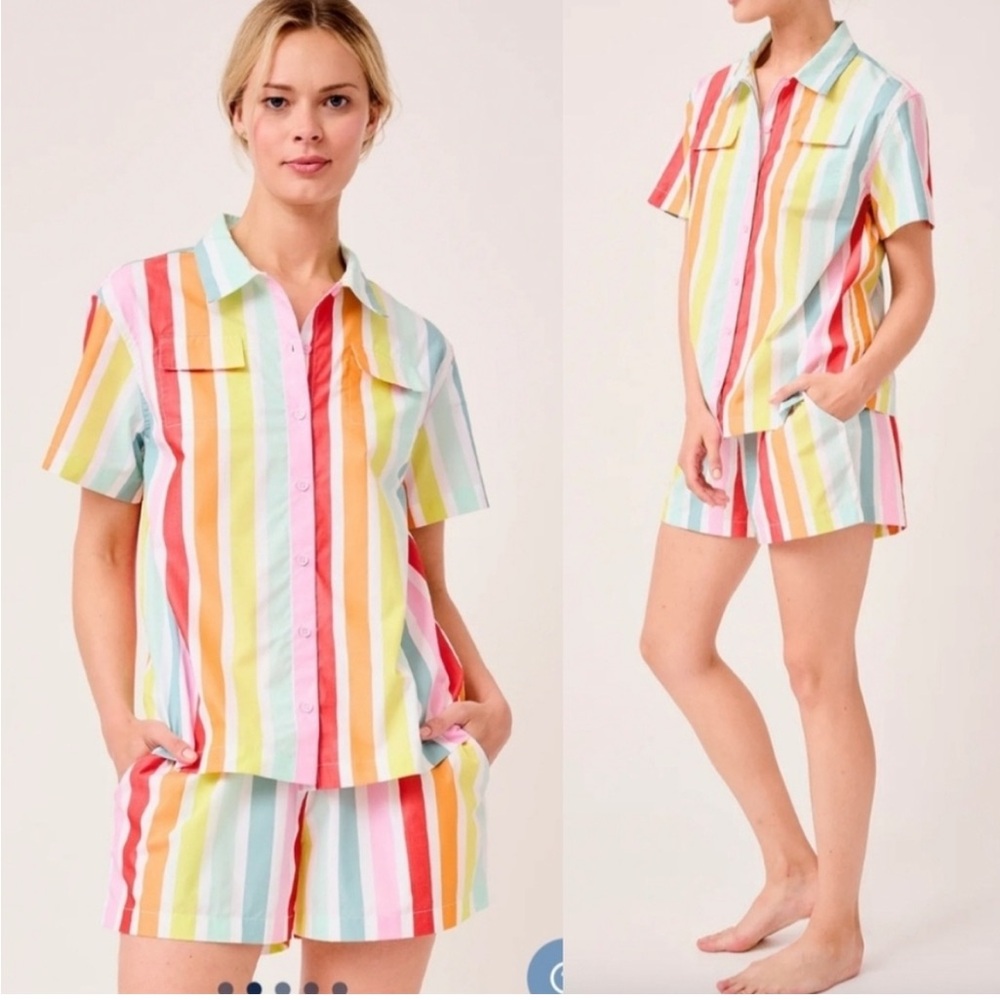 ATLANTIC-PACIFIC × LAKE Pajamas Rainbow Poplin Sadie Set